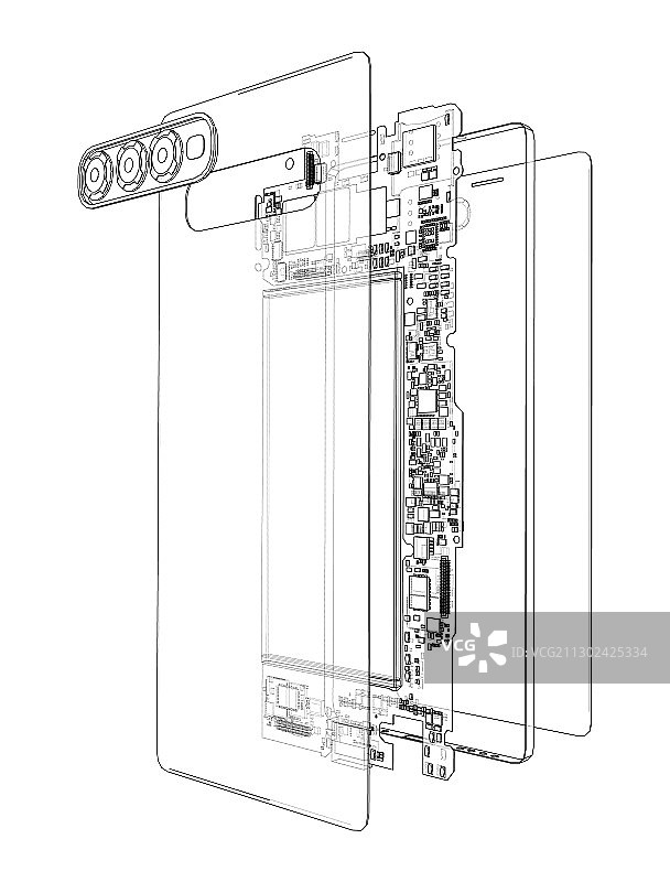 拆卸的智能手机概念轮廓图片素材