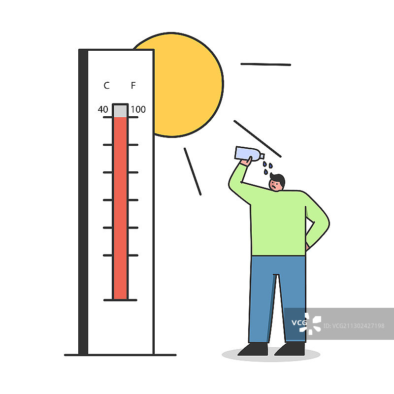 夏日炎热：疲惫的男人图片素材