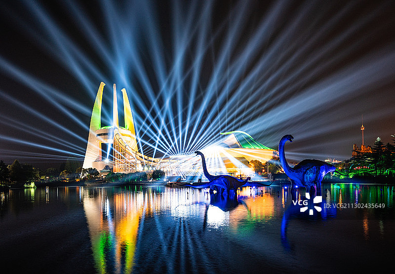 常州恐龙园灯光秀图片素材