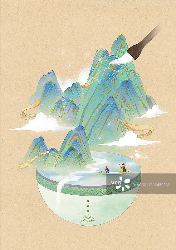 文物小插图-《千里江山图》图片素材