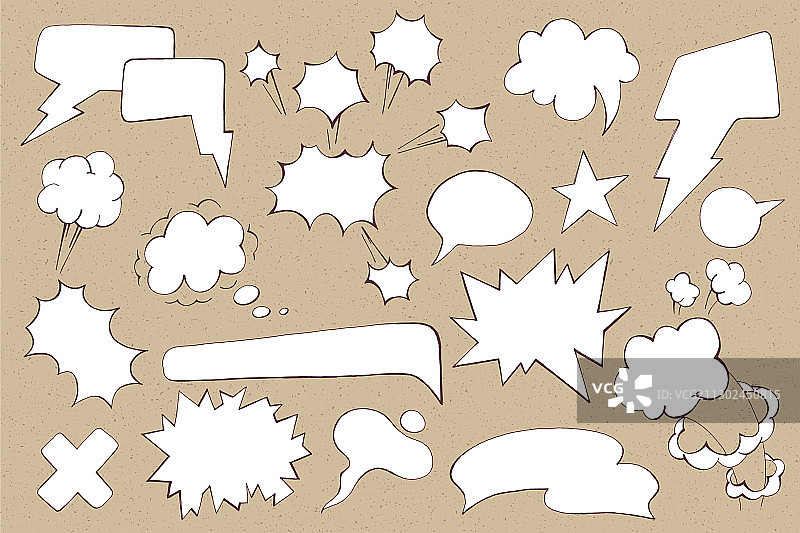 手绘漫画风格对话气泡合集图片素材