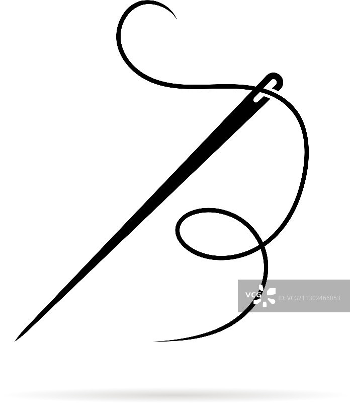 用于缝纫的带线的黑色针图标图片素材