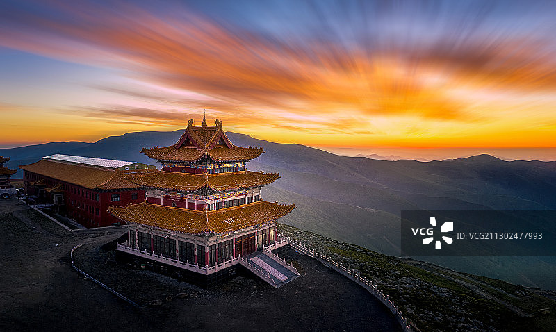 五台山霞光流云图片素材