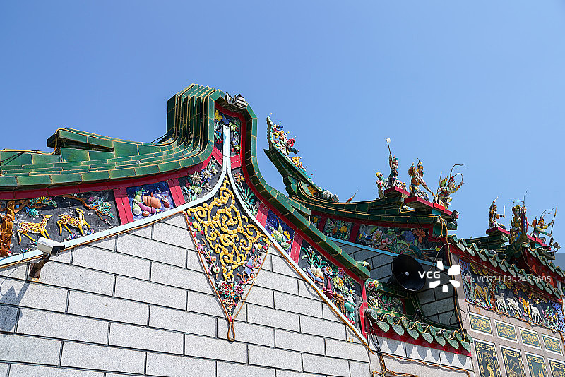 广东省 汕头市 南澳岛 武帝庙 屋顶装饰 嵌瓷图片素材