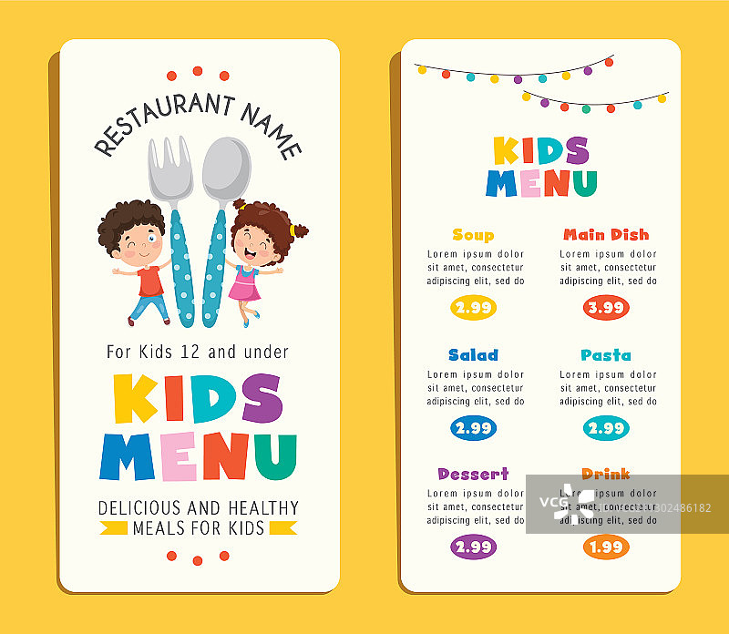 儿童套餐菜单模板图片素材