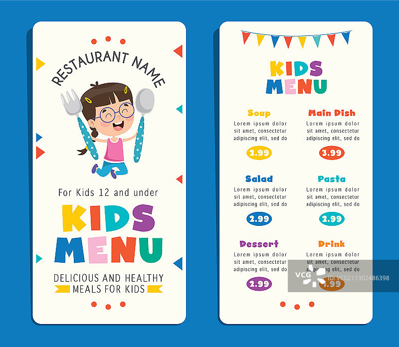 儿童套餐菜单模板图片素材