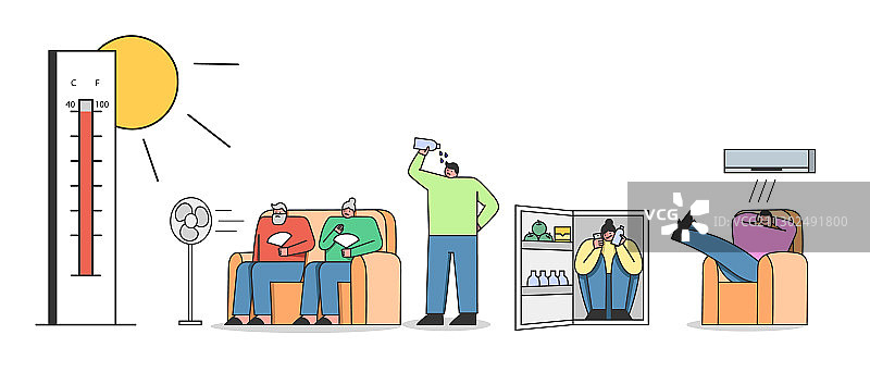 夏季炎热时期人物概念图片素材