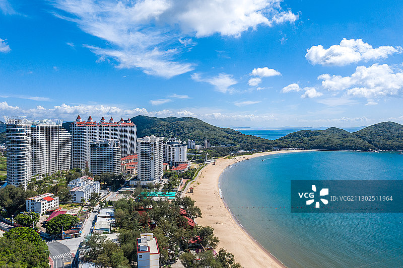 广东汕头南澳岛青澳湾航拍全景图片素材