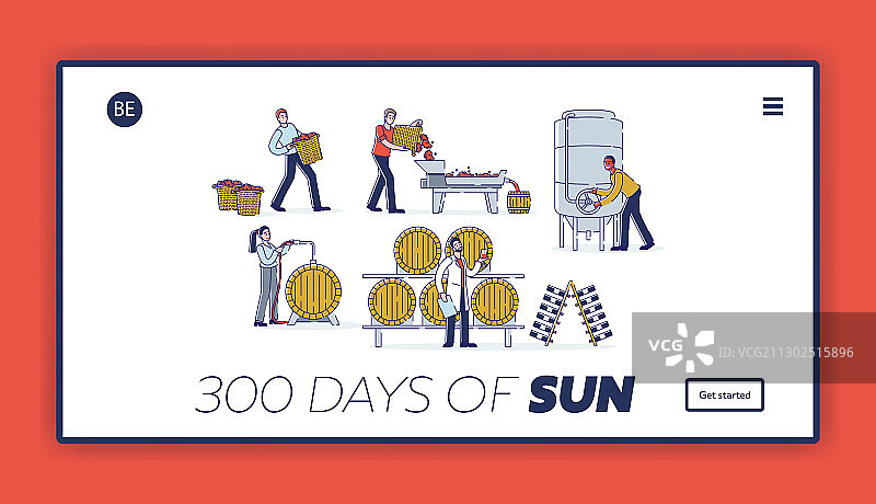 葡萄酒生产网站着陆页理念图片素材