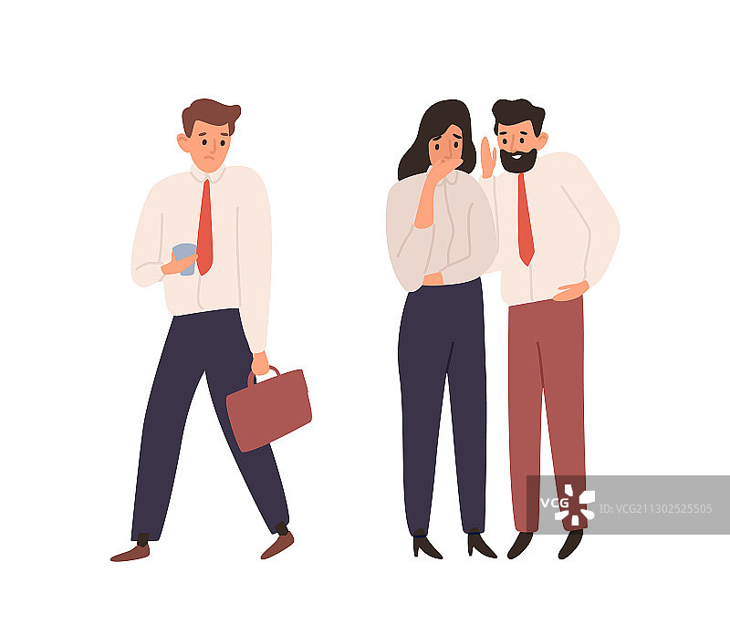 卡通男人和女人办公室工作人员八卦图片素材