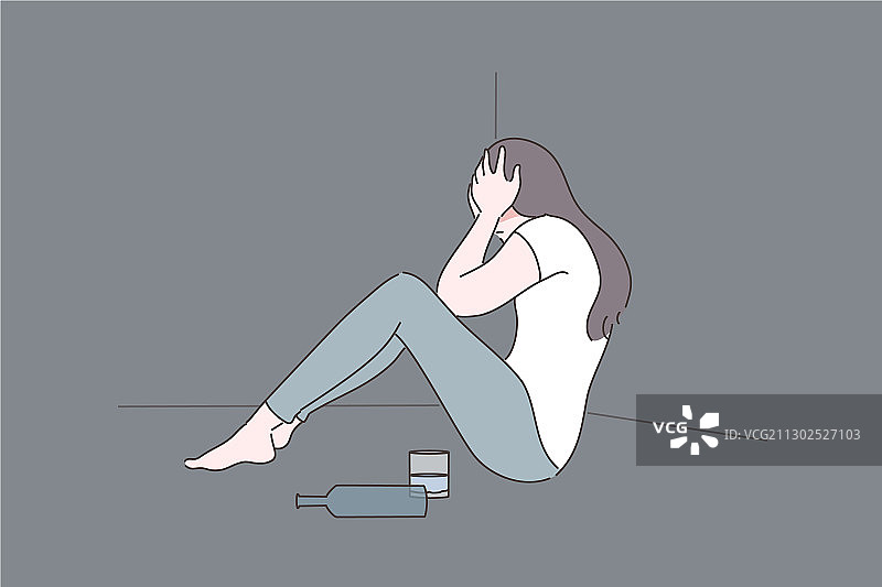 酗酒、抑郁、成瘾心理图片素材