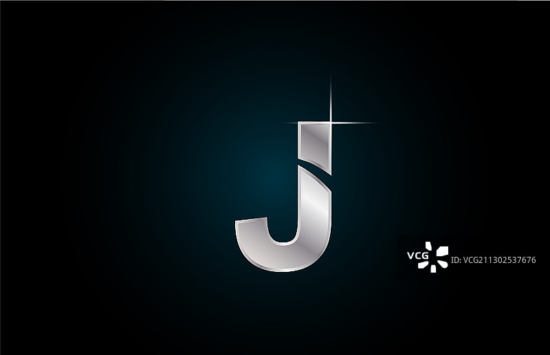 J字母银色金属Logo图标图片素材