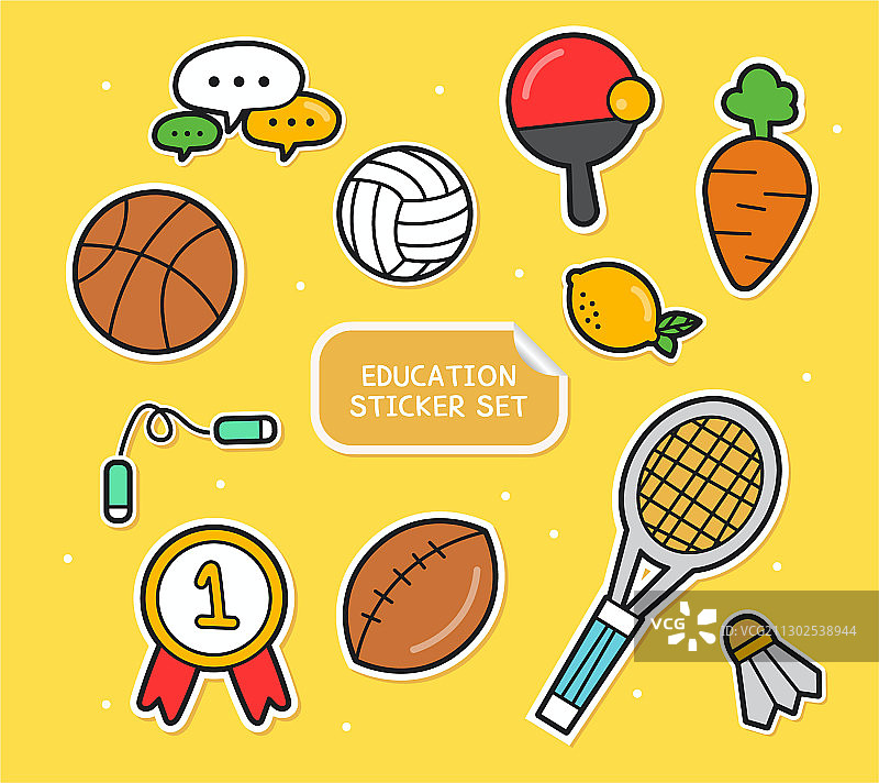 教育主题贴纸插画套装图片素材