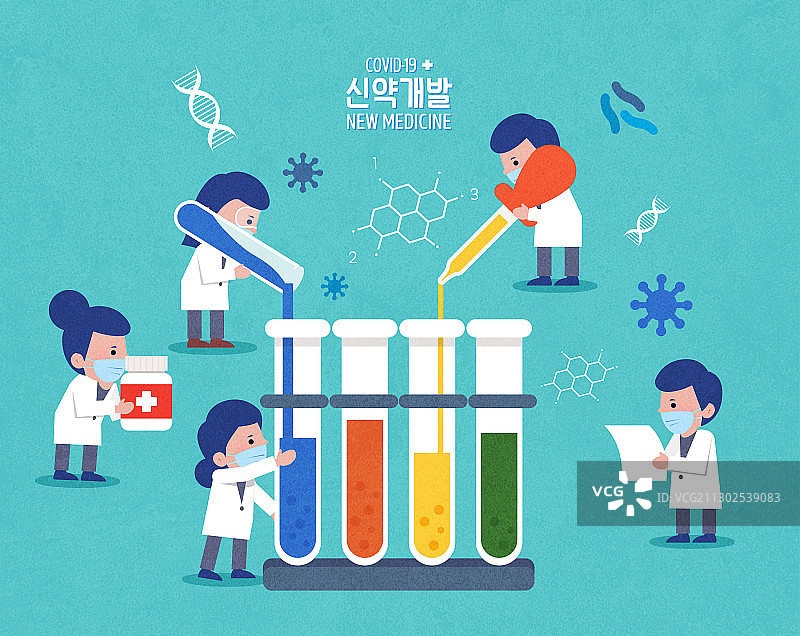 烧杯与新药开发图片素材