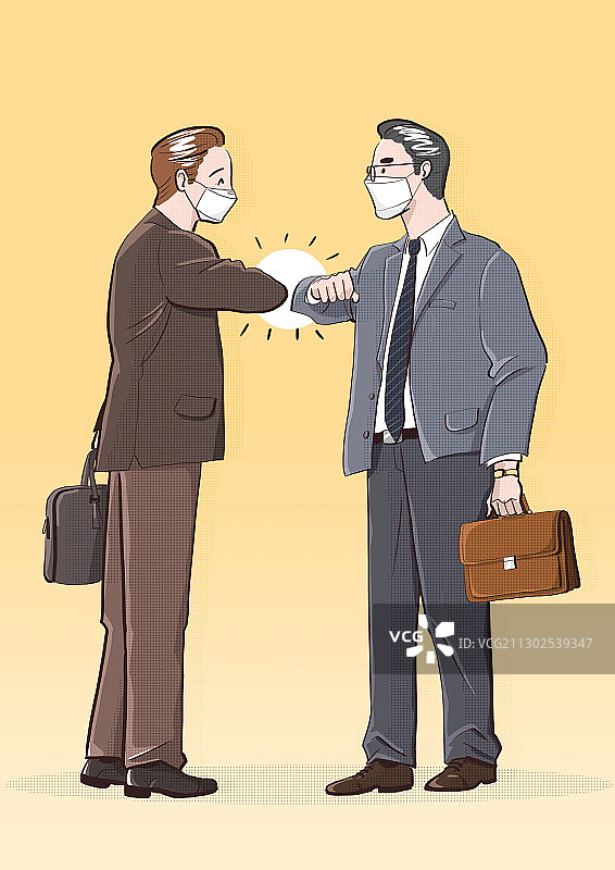 两名男子用碰肘的方式打招呼图片素材