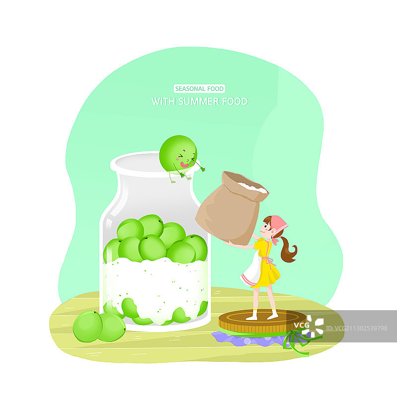 女人用青梅制作李子蜜饯图片素材