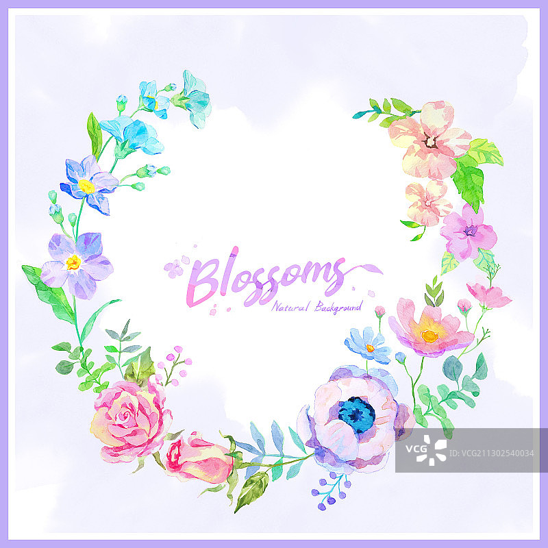鲜花水彩边框图片素材