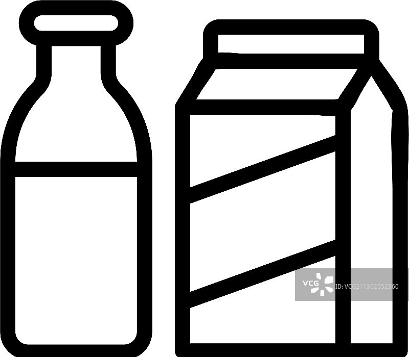 瓶装和袋装牛奶图标轮廓图片素材