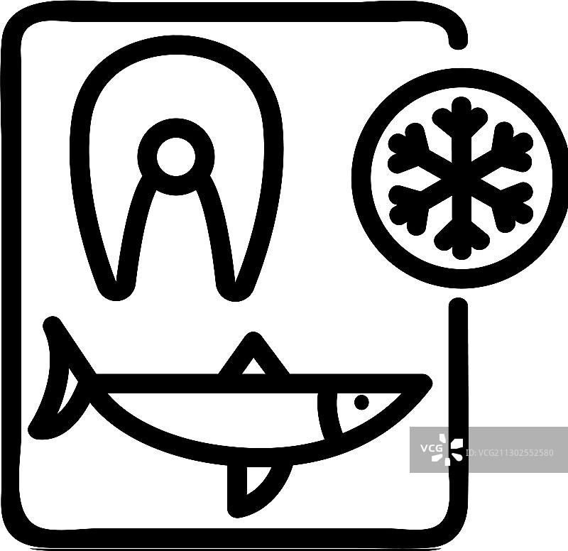 切割鲱鱼和冷冻牛排图标图片素材