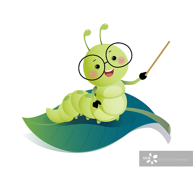 戴眼镜的卡通毛毛虫老师图片素材