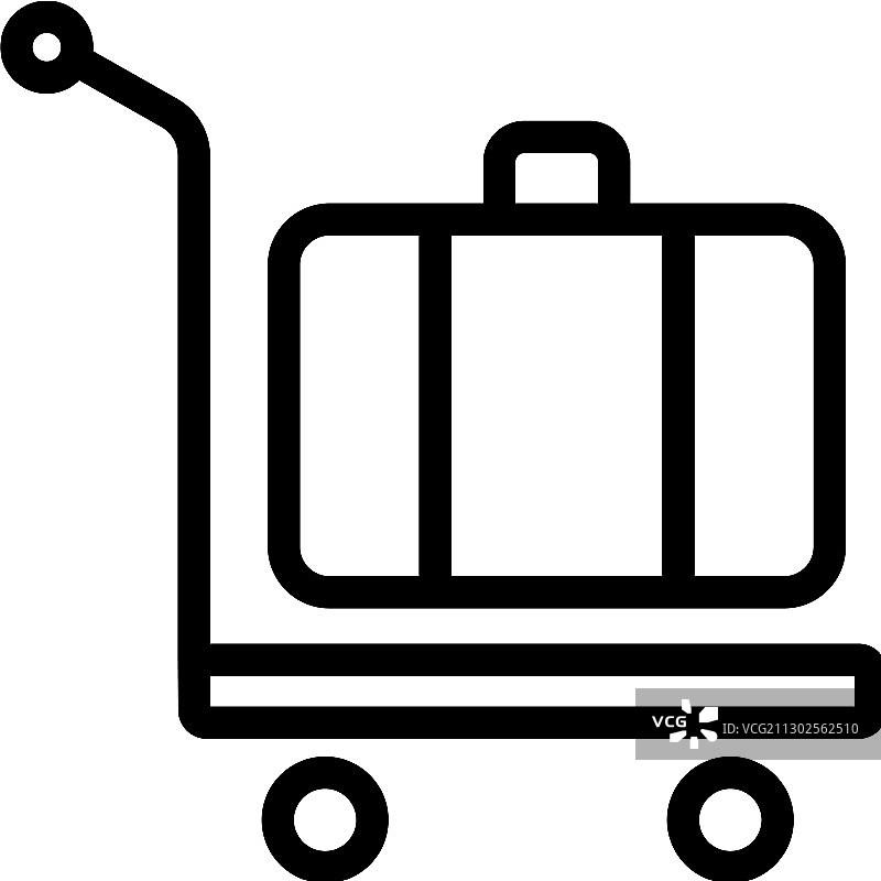 带行李箱的手动轮式手推车图标图片素材