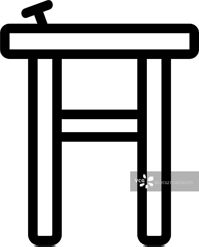 带钉子轮廓图标的木椅图片素材