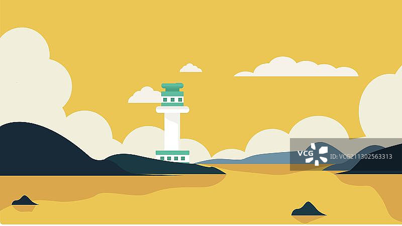 城市旅游旅行灯塔黄昏景点海报banner图片素材