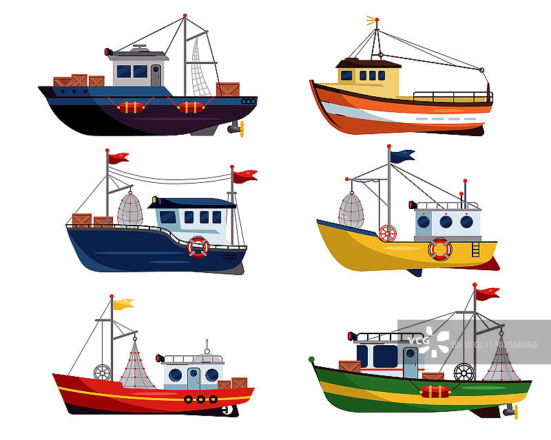 用于渔业的商业捕鱼拖网渔船图片素材