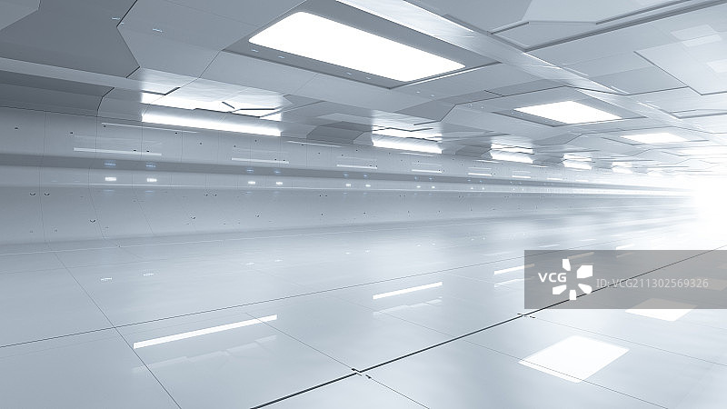 三维渲染的明亮实验室通道图片素材