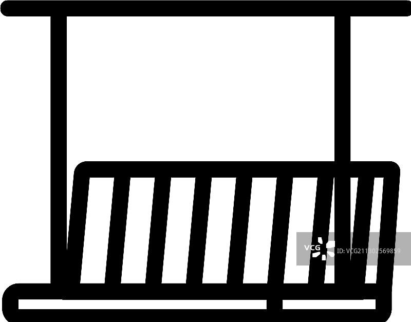 悬挂的木制长凳侧视图轮廓图标图片素材