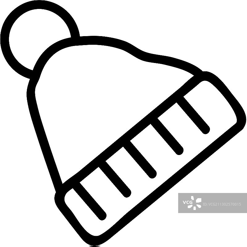 带有水平翻领条纹的绒球帽子图片素材