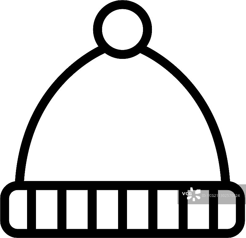 带绒球和横向翻领条纹的帽子图标图片素材
