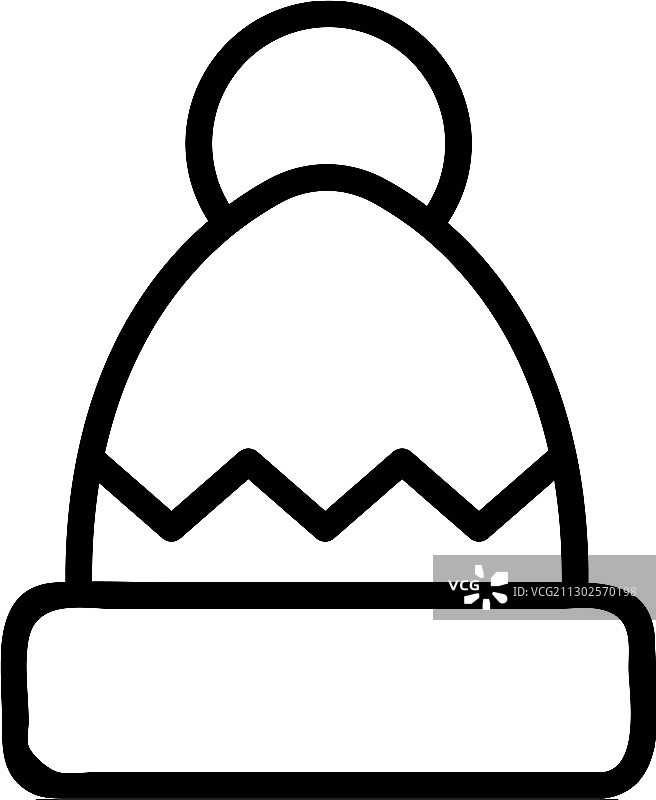 带绒球和图案的帽子轮廓图标图片素材