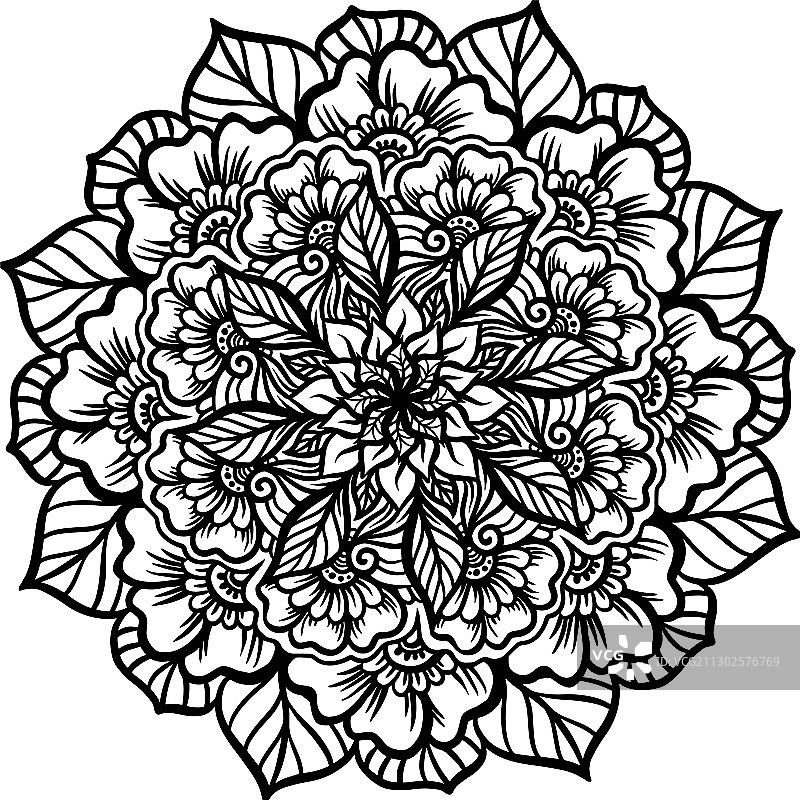 曼陀罗复古圆形手绘图案图片素材