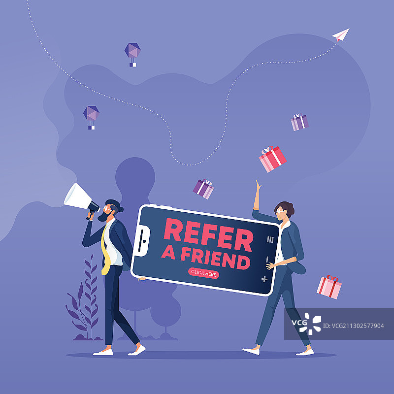 推荐计划和社交媒体营销图片素材