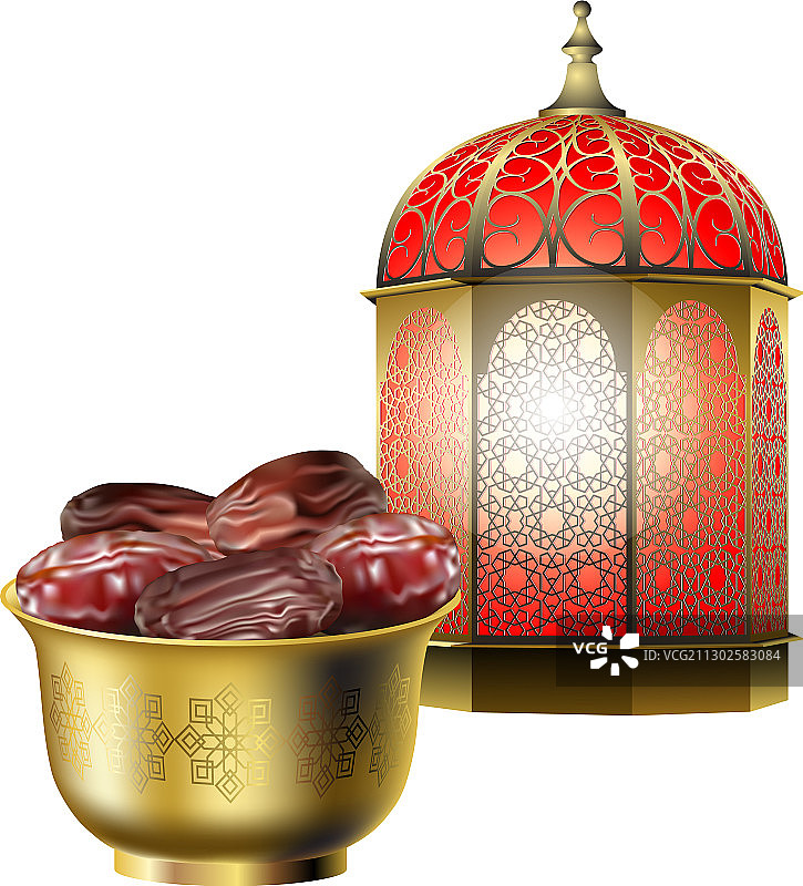 复古阿拉伯风燃烧的灯笼图片素材