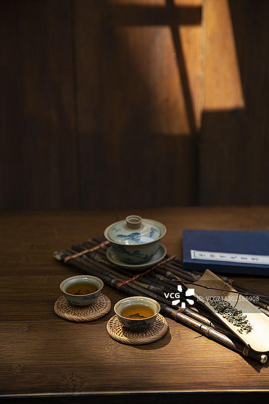 户外四合院茶文化静物图片素材