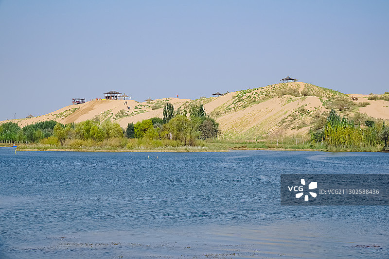 黄沙古渡景区湿地 沙漠绿洲图片素材