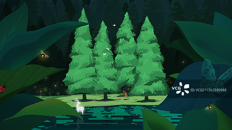 童话森林里的女孩图片素材