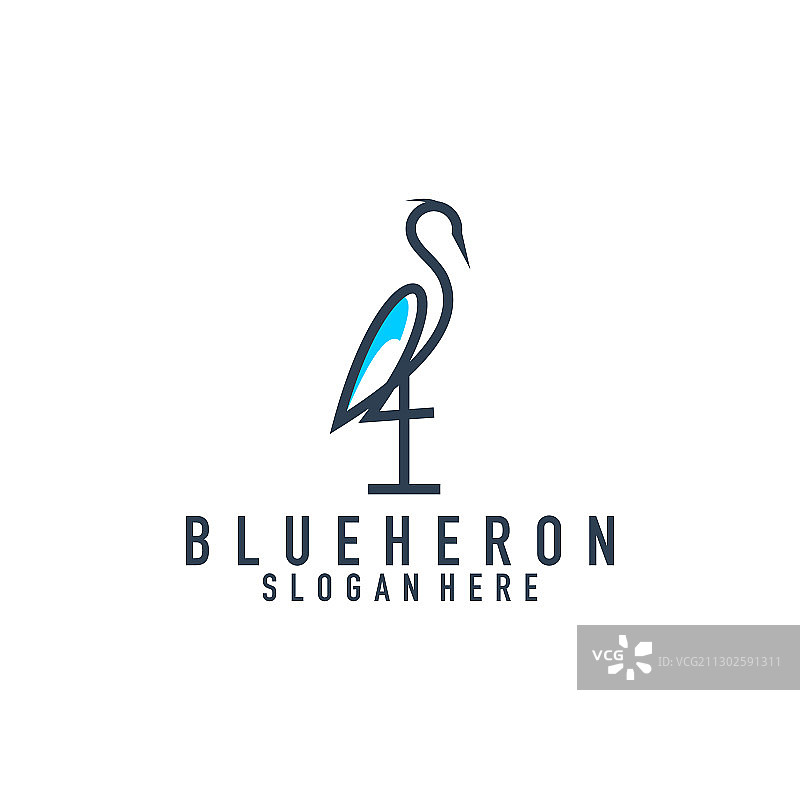 苍鹭线条艺术Logo设计图片素材