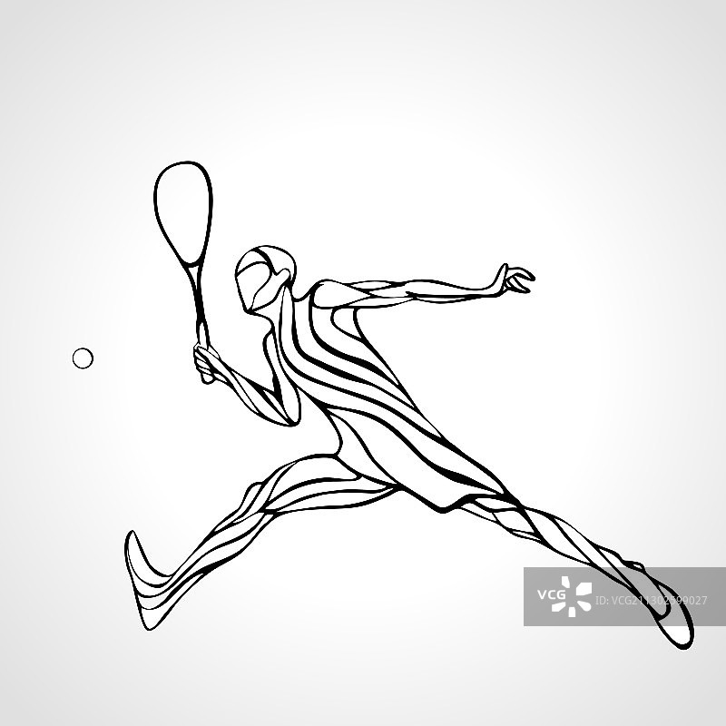 创意壁球运动员抽象剪影图片素材