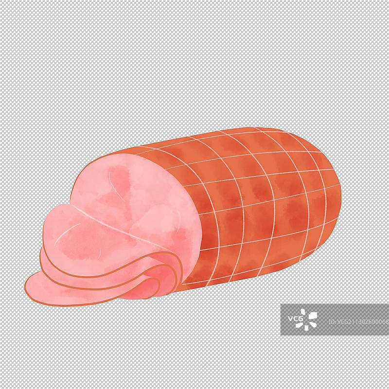 切开的火腿插图手绘元素图片素材