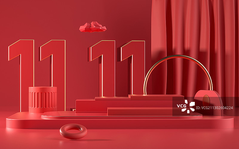 双十一3D展示台背景图片素材