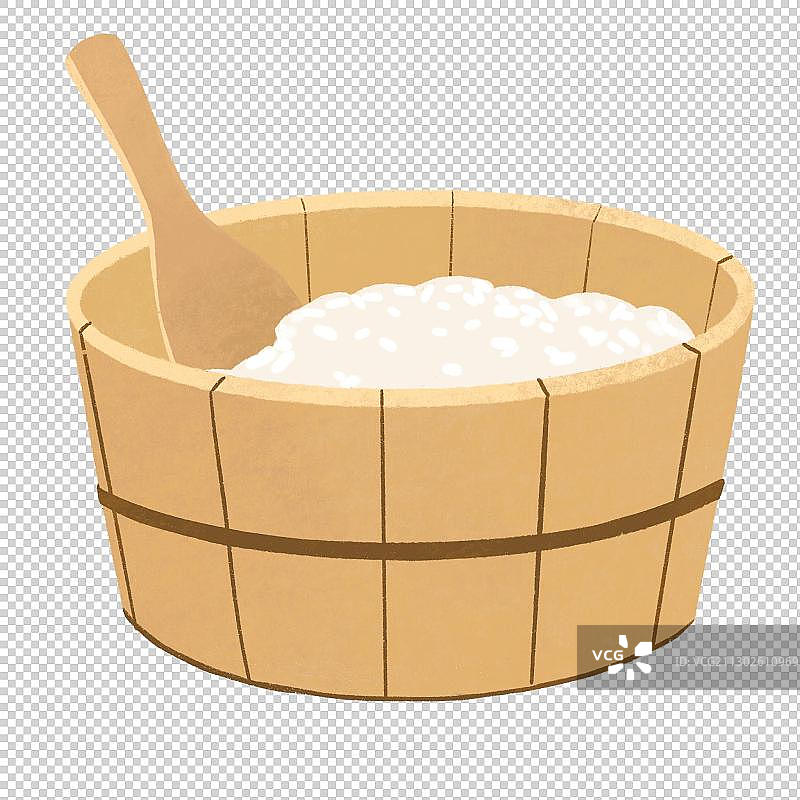 木制容器装着米饭图片素材