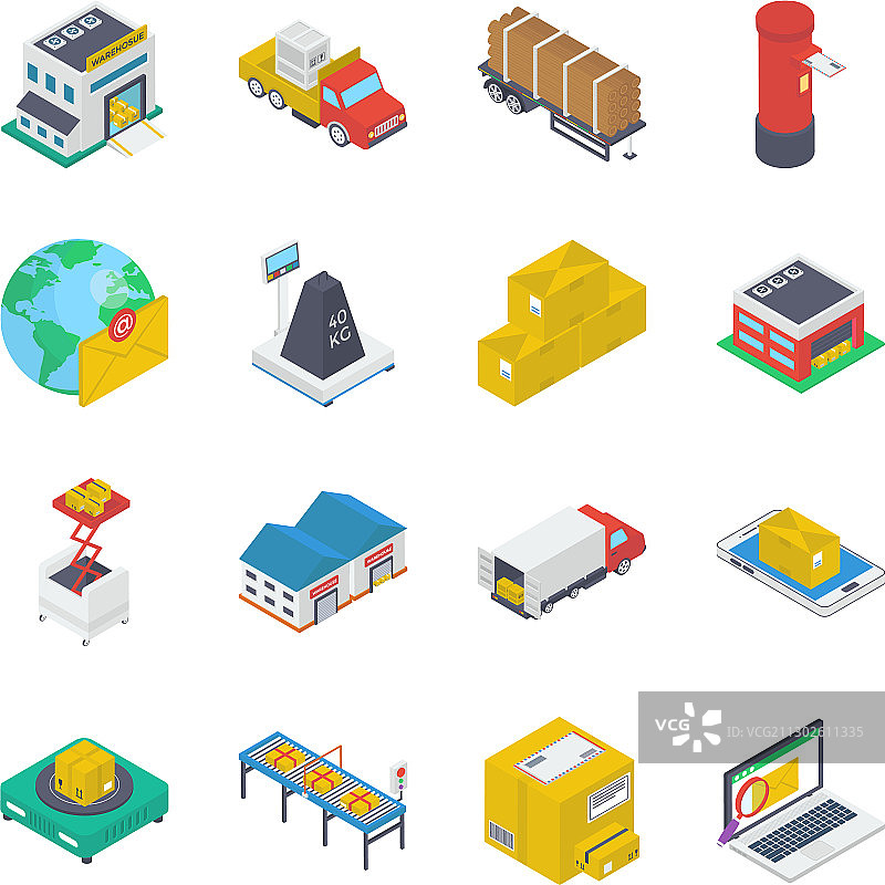 货物配送等距图标包图片素材