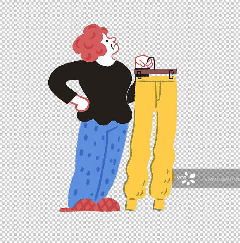 老人拿着裤子图片素材