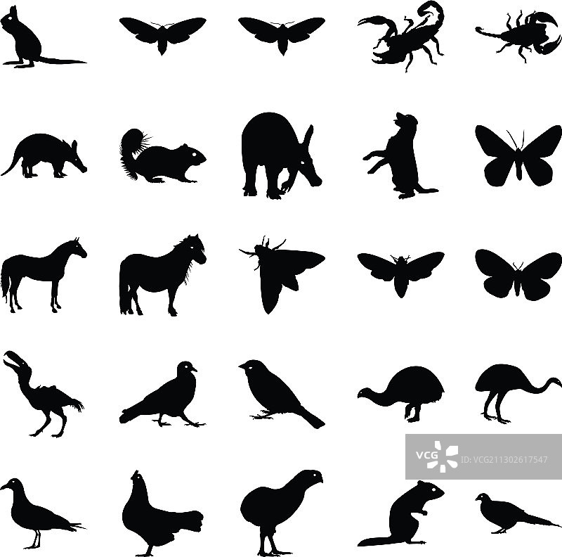动物剪影合集图片素材