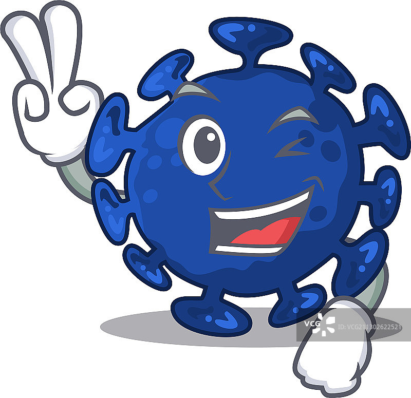 快乐的链球菌卡通设计，带有两根手指图片素材