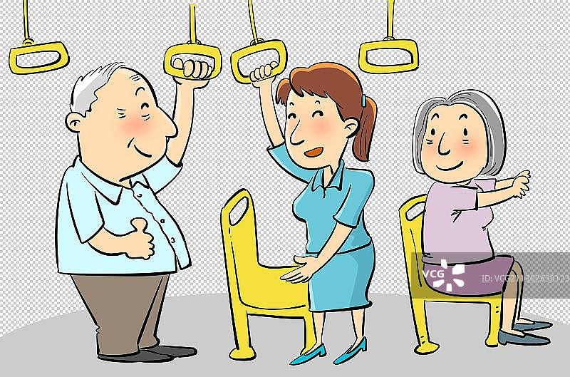 公交车上给老人让座图片素材