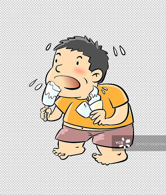 吃冰棍的男孩图片素材